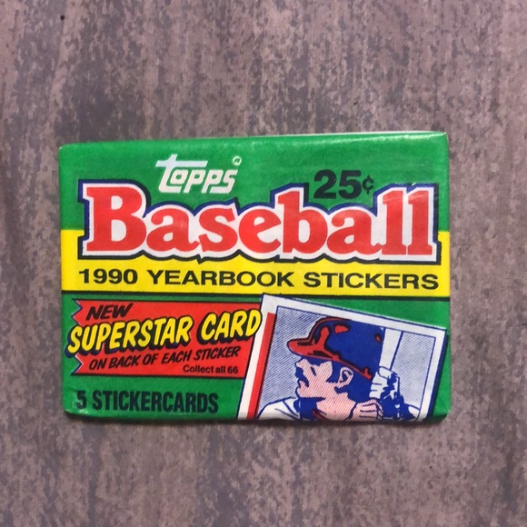 Topps Baseball - 8 unopened wax packs 1990 Yearbook Stickers, 5 stickercards ea - Picture 2 of 4